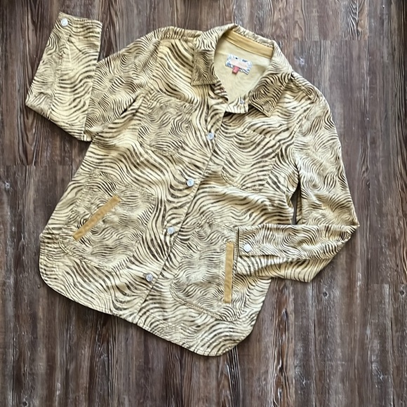 Pilcro Anthropologie Neutral Zebra Animal Print Long Sleeve Button Down Shacket - Picture 4 of 9